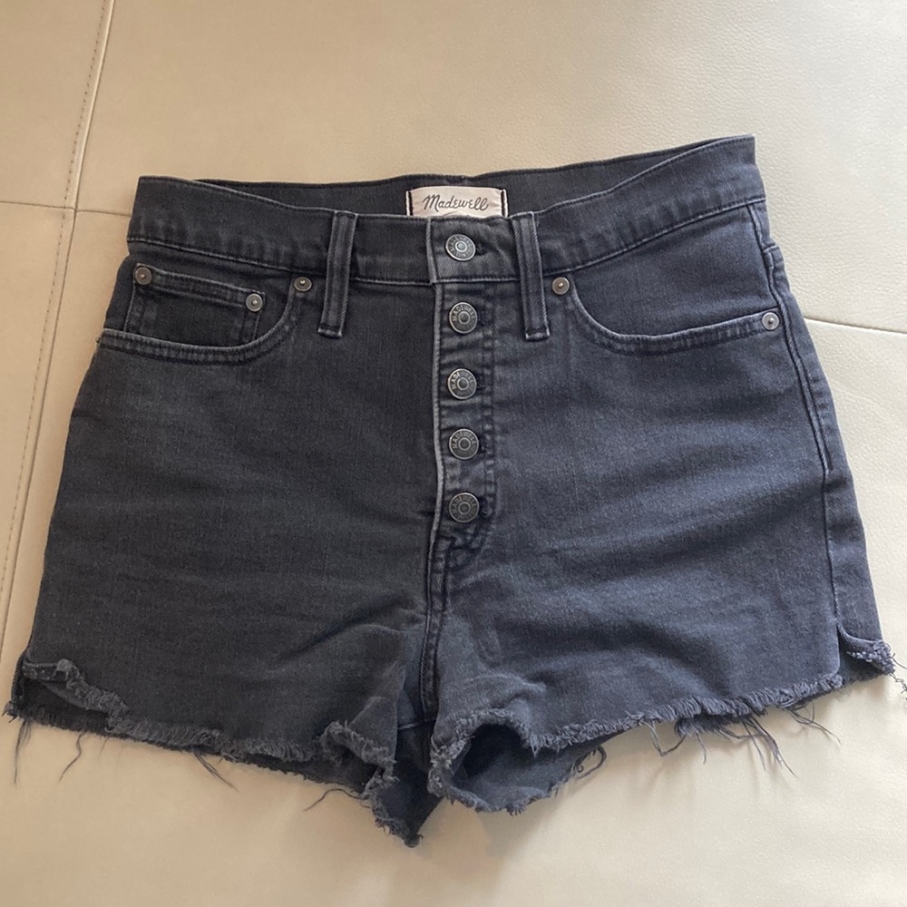 Washed black Madewell denim shorts